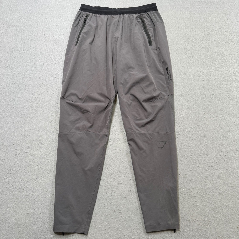 Gymshark Joggers Men's Medium Gray Tapered Ankle Zip Athletic Training Workout